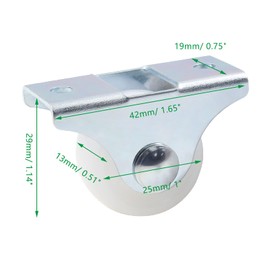 Cionyce 20 Pcs 1" Caster Wheels Rigid Non Swivel Fixed Casters with Metal Top Plate White Hard Plastic Wheels for Furniture, Silver