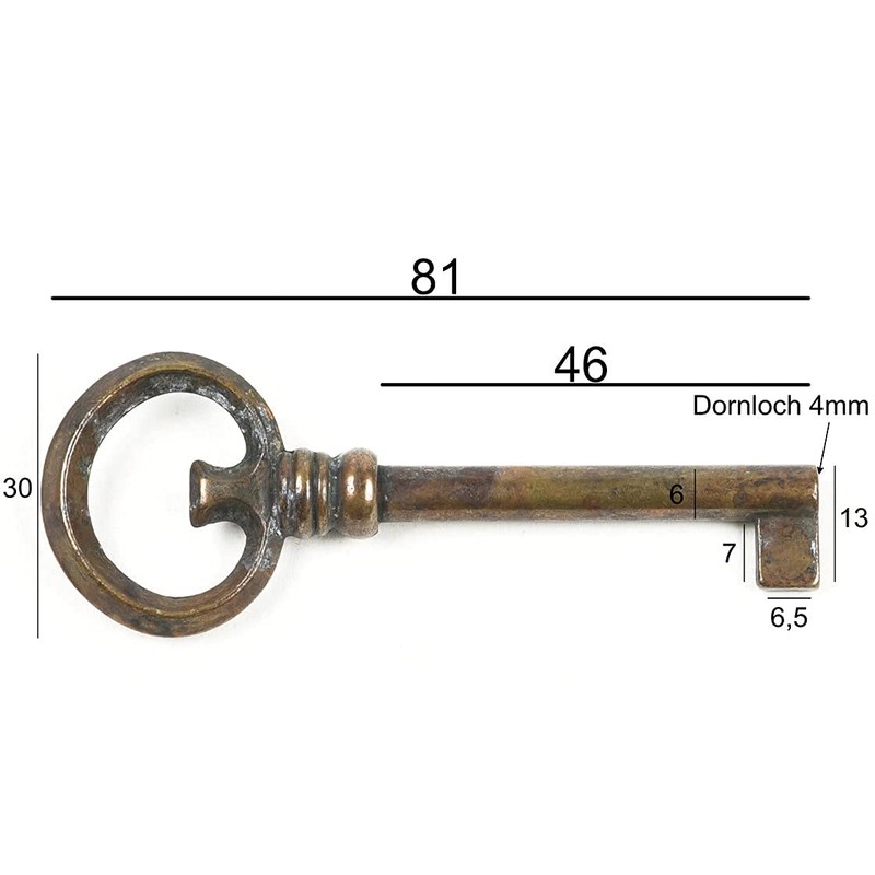 Furniture Key Antique Style Furniture Burnished Replacement Key Blank Patina