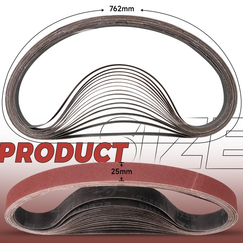 STEBRUAM Sanding Belt 25 x 762 mm,15PCS 100 Grit