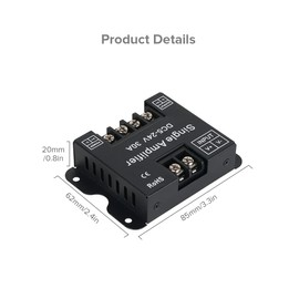 BTF-LIGHTING COB FCOB 2835 3014 3528 5050 1 Channel Signal Amplifier Controller Work with V- V+ Single Color 2Pin LED Strip Suitable for Long Distance Light Projects DC5V DC12V DC24V Max 30A