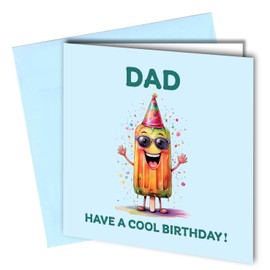 Oscar Finks Traditional Birthday Card for Dad, Cool Iced Lolly Design, 350gsm Card Stock #1795