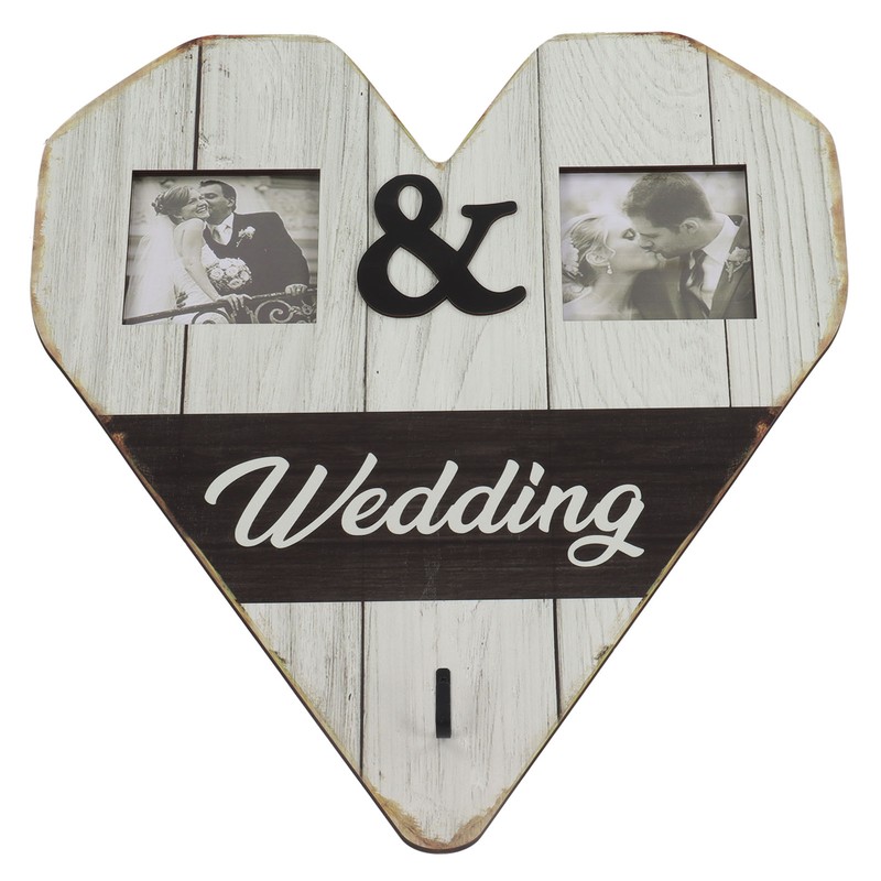Wood Wedding Picture Frame Key Hook Wall Hanging Decoration Love