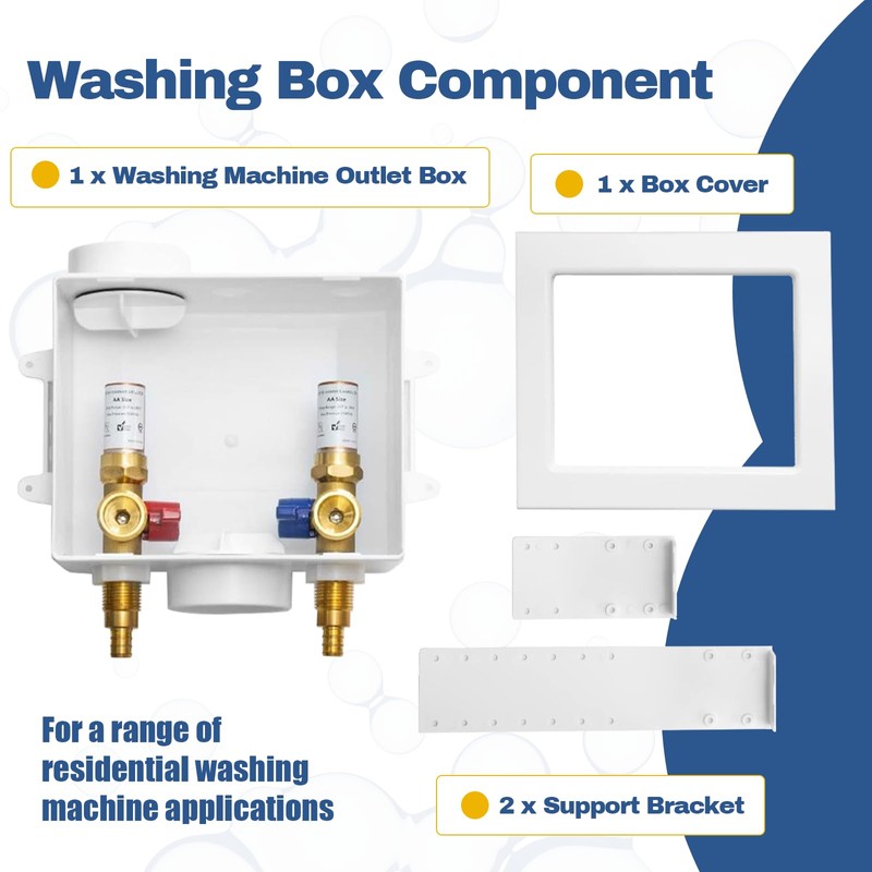2-PACK GUOFIS Washing Machine Outlet Box with Copper Water Hammer