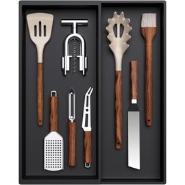Lifewit Organizador de Cubiertos para Cajon, Bandeja de Cubiertos Expandible de Cocina, Porta de Cubiertos Ajustable, Organizador de Utensilios, Cuchillos, Cucharas, Gadgets, Negro