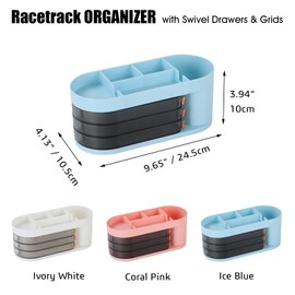 OSteed White Desk Organiser, Pencil Organiser for Desk, Desktop Art Craft Storage Drawers, Makeup Drawer Organiser, Office Desk Accessories & Storage Box (Oval, 3 Drawers)