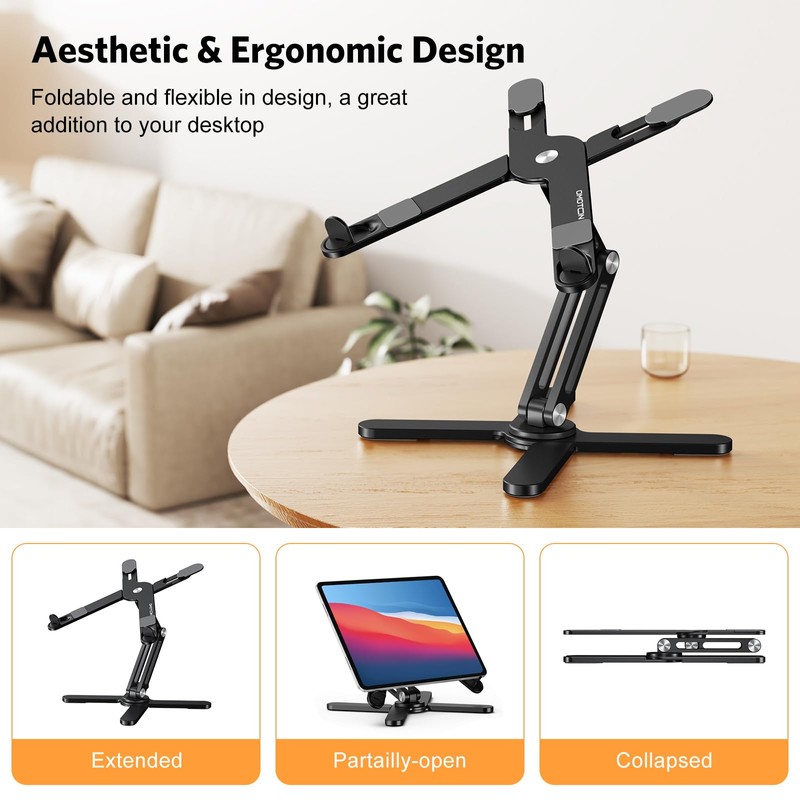 OMOTON 360° Rotating Laptop Stand Riser for Desk, Ergonomic Foldable