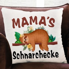 QZOSZ Gifts for Mum for Birthday Mother's Day, Best Mum Gift Cushion Cover 45 x 45 cm with Sayings Mama's Snoring Corner Funny Birthday Gift for Mum, Mother's Day Gifts for Mum