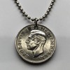 1947 United Kingdom 2 Shillings coin pendant English Tudor rose