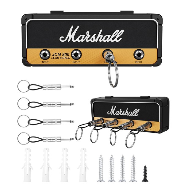 Jissta Marshall Key Holder Key Holder Wall Mounted JCM800 Key Cabinet Vintage Guitar Key Chain Jack Holder 4 Key Hooks Black A Gift for Music Lovers