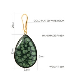 Elegant Handmade Long Teardrop Dangle Earrings for Women (Style 14- Dark Green Gold)