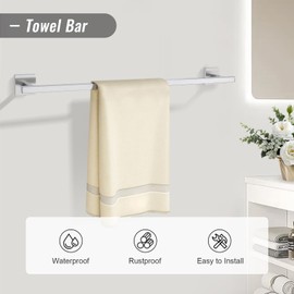 YACVCL Towel Bar Set, 10 Pieces Bathroom Hardware Set Brushed Nickel Bathroom Accessories, SUS304 Stainless Steel Towel Racks Holder Set Wall Mounted 23.6 Inch