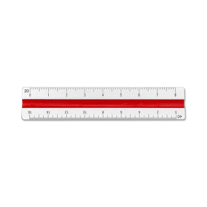 Alumicolor Aluminum Engineer Color-Coded Solid Drafting Scale, 4IN, Silver