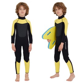 XUKER Kids Wetsuit for Boys Girls Toddlers, 3mm Wetsuit Back Zip Neoprene Thermal Full Body Wetsuits for Youth Teens Scuba Dive Swimming Boating Snorkeling