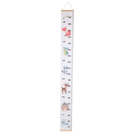 Children Height Measuring Growth Chart Wall Ruler for Kids Room Decor Wood Frame + Cloth Lightweight Cool Gray 76.8 x 7.9in (Animal Type)