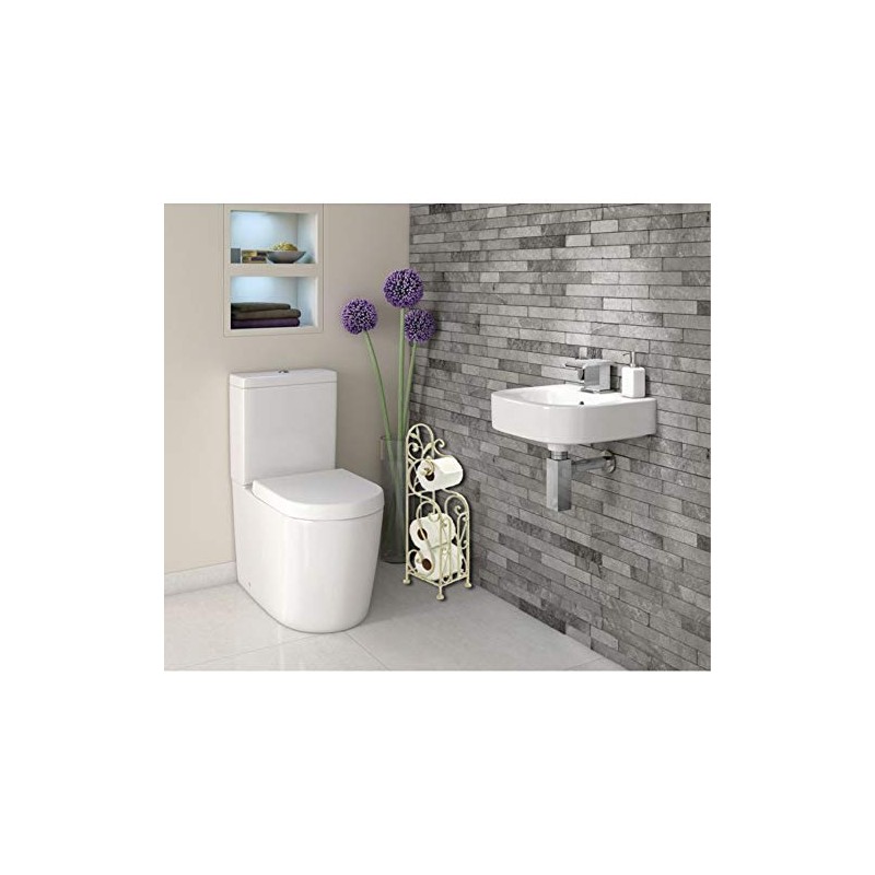 Deco 79 Metal Scroll Toilet Paper Holder with Space to