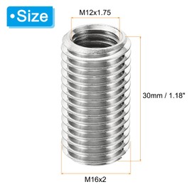 PATIKIL Thread Adapters Sleeve Reducing Nut, 4 Pcs M16x2 Male to M12x1.75 Female Repairing Insert Nut Screw Reducer Stainless Steel Fastener 30mm