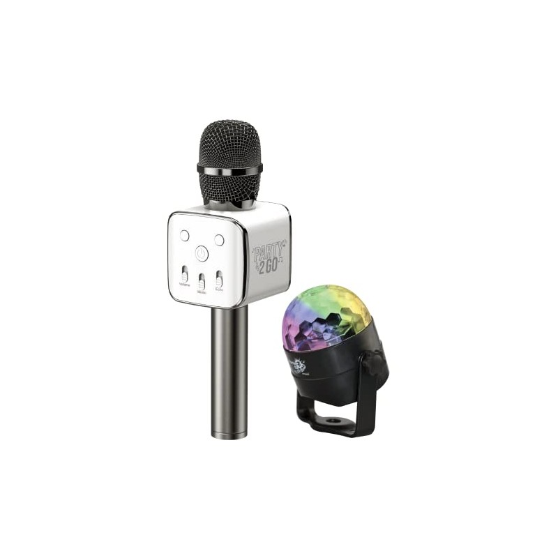 Party2Go Bluetooth Karaoke Microphone and Disco Ball Set (Black)
