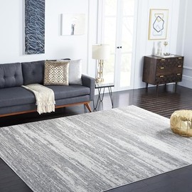 SAFAVIEH Skyler Collection 8' x 10' Light Grey/Ivory SKY501F Modern Abstract Non-Shedding Living Room Bedroom Dining Home Office Area Rug