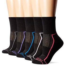 Fruit of the Loom Women's 6-Pair Crew Socks Casual, Black/Colors Assorted, Shoe Size: 2-8 UK