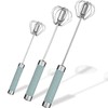 Stainless Steel Semi-automatic Egg Whisk - 3PCS Hand Push Rotary