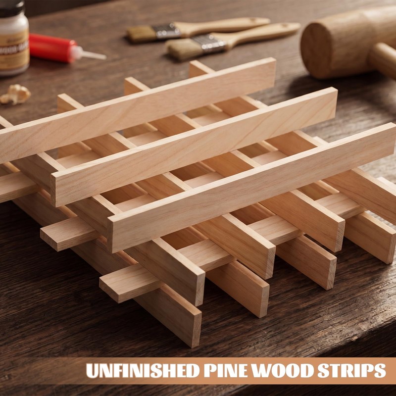 20 Pcs Wood Strips Slats1/4 x 1 x 12 in,