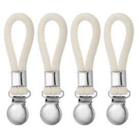 PATIKIL Thickened Twill Metal Kitchen Towels Clip, 4 Pack Tea Towel Holder Hand Towel Hook with Hanging Braided Cotton Loop for Home Kitchen Bathroom Cupboards, Beige
