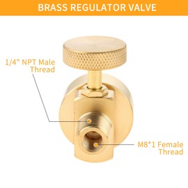 YHXGLJDKA 1LB Brass Propane Needle Control Valve, Disposable Adjustable Pressure Propane Gas Regulator Valve with 1/4" Male NPT Thread x 1"-20 Female Cylinder Thread Adapter Fitting