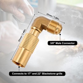 Gosknor Propane Elbow Adapter for Blackstone, Brass 3/8" Male Flare RV Propane Elbow Adapter Conversion Fitting Low Pressure Compatible with Blackstone 17in and 22in Tabletop Camping Griddles