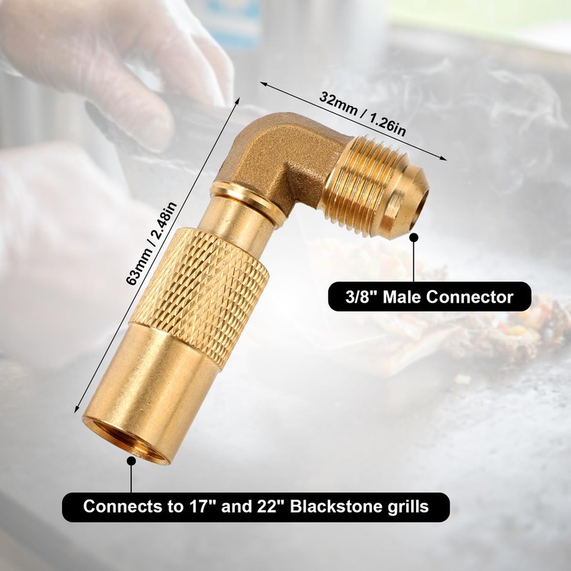 Gosknor Propane Elbow Adapter for Blackstone, Brass 3/8" Male Flare