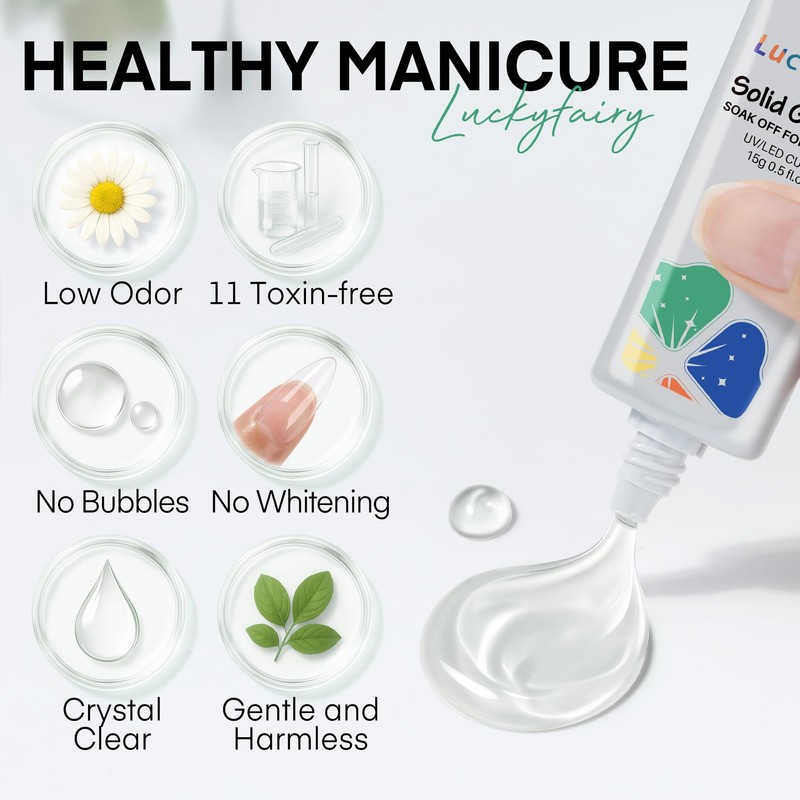 Luckyfairy Nail Glue Gel for Nail Tips, Super Strong Solid