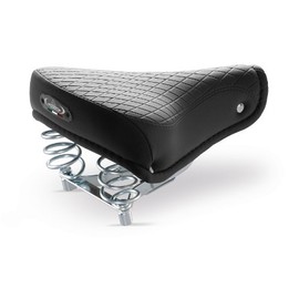 Selle Montegrappa Bicycle Saddle, City Saddle, Leather for Women and Men, for City Bike, Beachcruiser Holland Bike in Vintage Retro Look 1750 Export, Colour: Black, Made in Italy