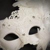 Feather Masquerade Ball Mask White M7634