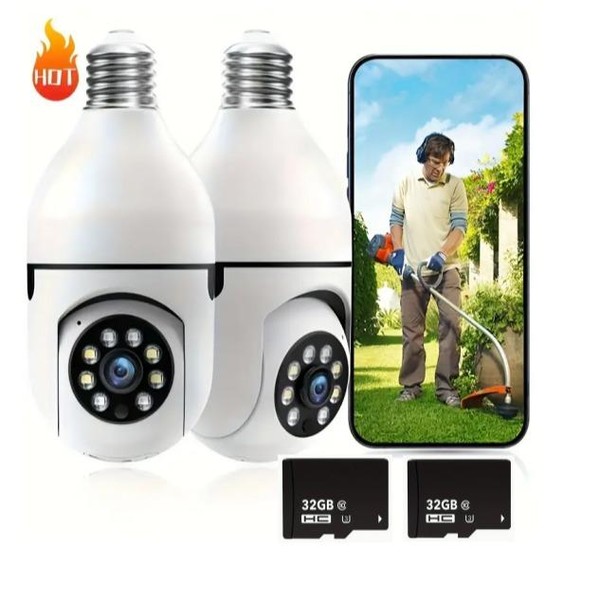 Hiseeu 2.4G WIFI Wireless Light Bulb Security Camera with SD
