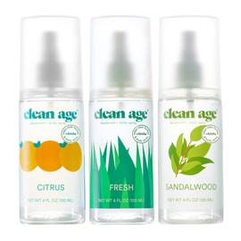 Clean Age - Aluminum Free Deodorant & Body Spray for Whole Body - 3 Pack 4oz ea - Everyday Essentials (Citrus, Fresh and Sandalwood) - Clean Deodorant and Body Spray for Teen Boys and Girls
