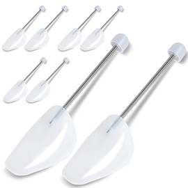 Solvant 4 Pairs of Shoe Stretchers, Shoe Stretchers Made of Plastic, Transparent, Adjustable Metal Spring, Shoe Stretcher for Men, White