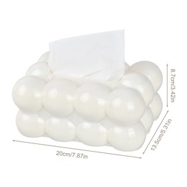 Dewocke Tissue Box in Cloud Shape, Plastic Tissue Box, Practical Tissue Box for Bathroom, Bedroom, Dining Room and Office, Lightweight Luxury Elegant Cosmetic Tissue Box, White, 20 x 13 x 9 cm