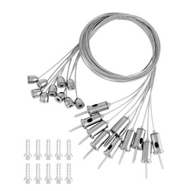 QWORK® 10 pieces rope suspension installation, 1.5 mm x 1 m, stainless steel ceiling studs, wire rope, ceiling fixing, for LED panel ceiling light