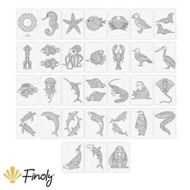 Finoly Mandala Children's Colouring Book with 30 Motifs Mandala Colouring Book Animals Animal Mandala Colouring Book Children Mandala Book Children Colouring Pad Mandala Children A4 Format Premium