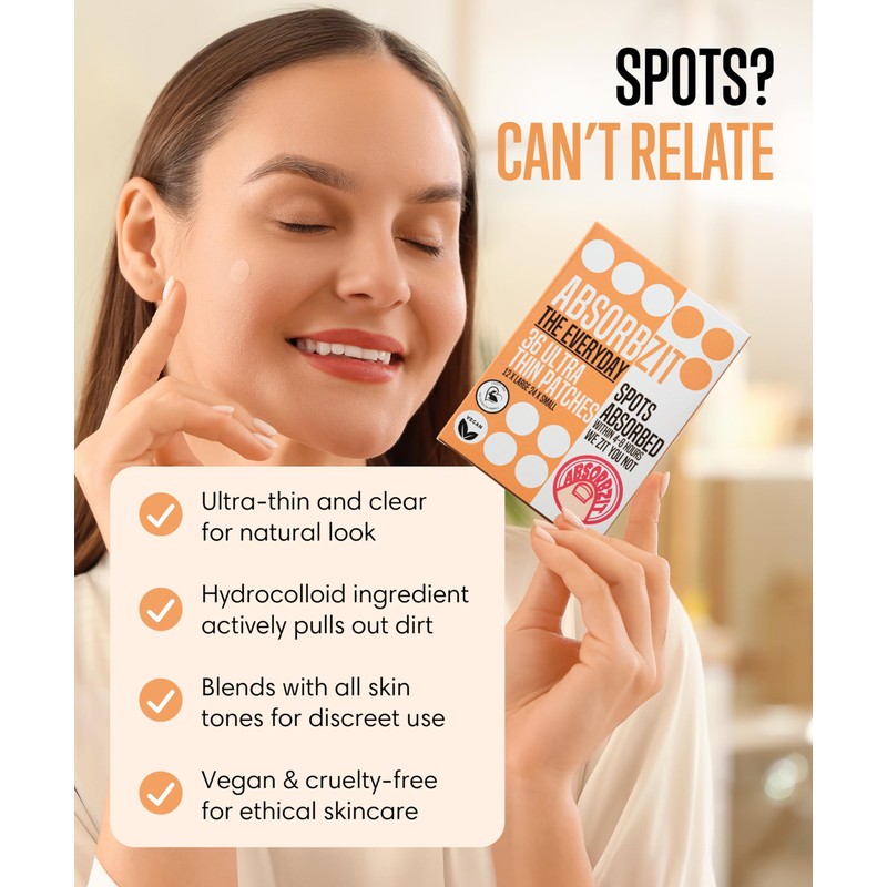 Absorbzit - The Everyday Hydrocolloid Pimple Patches, Ultra Thin Spot