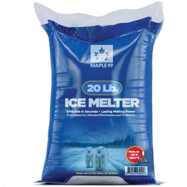 Maple99 Ice Melt Safer for Concrete -20 lb Bag, Snow Salt Ice Melt, Salt for Snow and Ice Removal, Sidewalk Salt, Driveway Salt, Snow Melt is Effective Up to -15