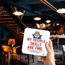 CS1042 My People Skills are fine. It's My tolerence to Idiots That Need Work Novelty Funny Coffee Tea Drink Secret Santa Gift Glossy MDF Wooden Coaster