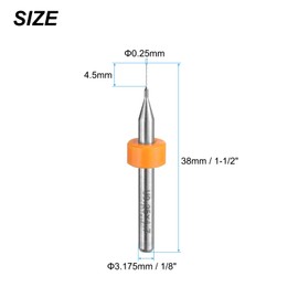 uxcell PCB Drill Bits 0.25mm Tungsten Carbide Rotary Tool Jewelry CNC Engraving Print Circuit Board Micro Drill Bits 1/8 Inch Shank 10 Pcs