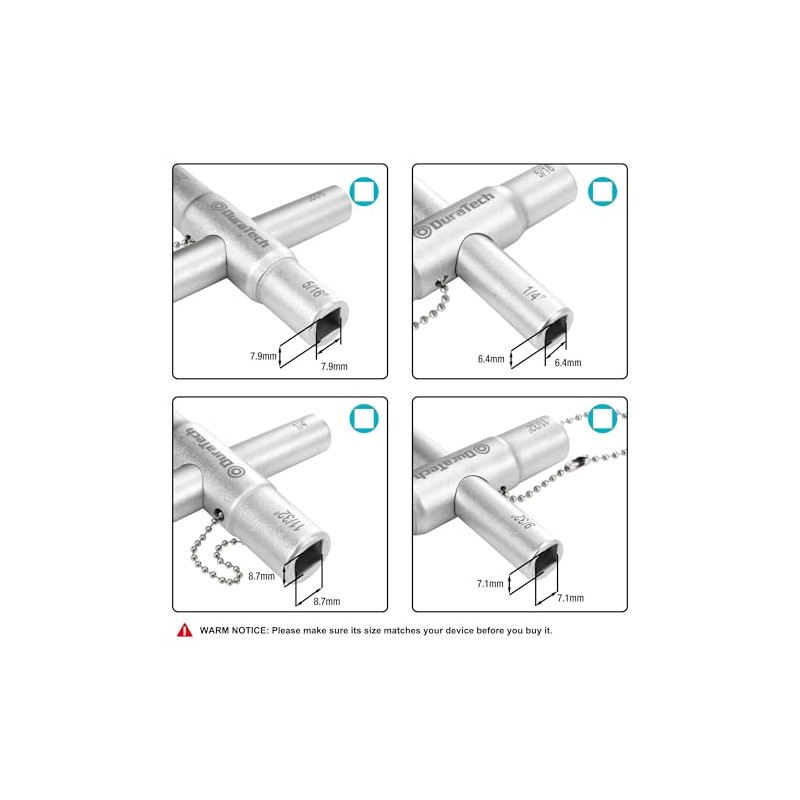 DURATECH 4 Way Sillcock Key Set, Utility Key, Multi-functional Water