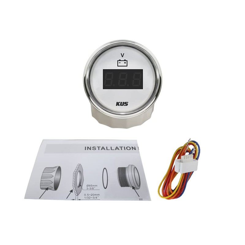 KUS Waterproof Digital Voltmeter Voltage Gauge 12V/24V 52MM(2") with Backlight