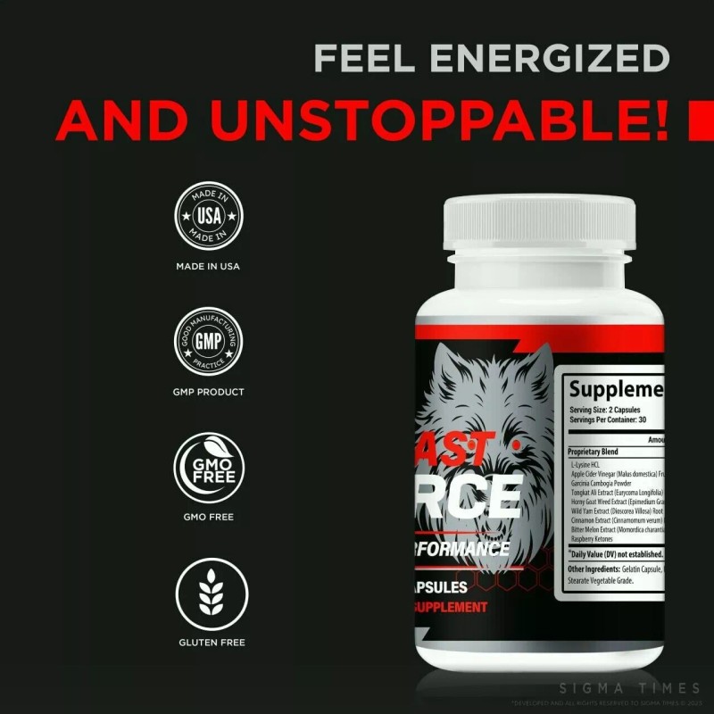 Beast Force Pills "BeastForce" Performance Enhancing (60 Capsules)