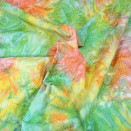 TFG 100% Cotton Bali Batik Fabric Per Metre Dress Material Quilting Crafts 112cm Wide (Orange & Green (BK410/C))