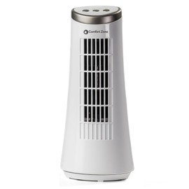 Comfort Zone Oscillating Desktop Tower Fan with Electronic Touch Switches, 12 inch, 2-Speed, Ultra Slim Design, & Convenient Carry Handle, Ideal for Home, Bedroom, Dorm or Office, MTRNF2302