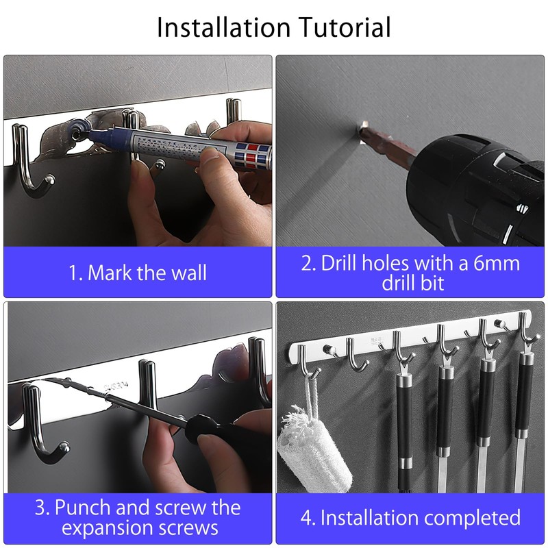 Pack of 2 Coat Hooks, Wall Coat Rack, 31 cm