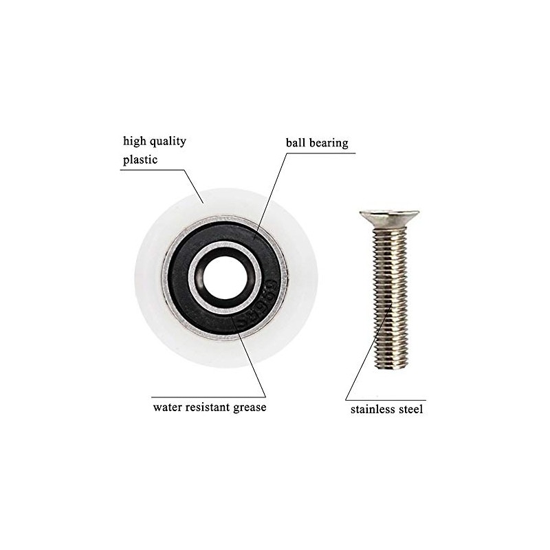 YUANQIAN 8 x White Shower Door Runners 19mm with Screws
