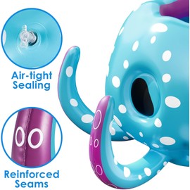 KAHEIGN 80CM Inflatable Octopus Pool Toys, 2-in-1 Inflatable Basketball Hoop & Ring Toss Games - Inflatables Float Water Game for Kids Adults Summer Lake Beach Water Games Party Gift (Blue)
